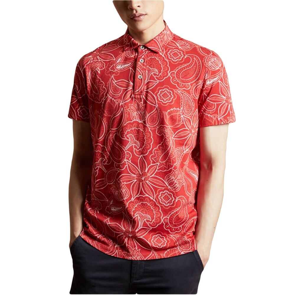 TED BAKER Polo Shirt Mens 4/L Fright Short Sleeve